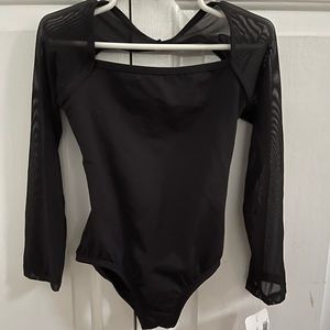 Natalie girls black long sleeve mesh leotard size Child medium
